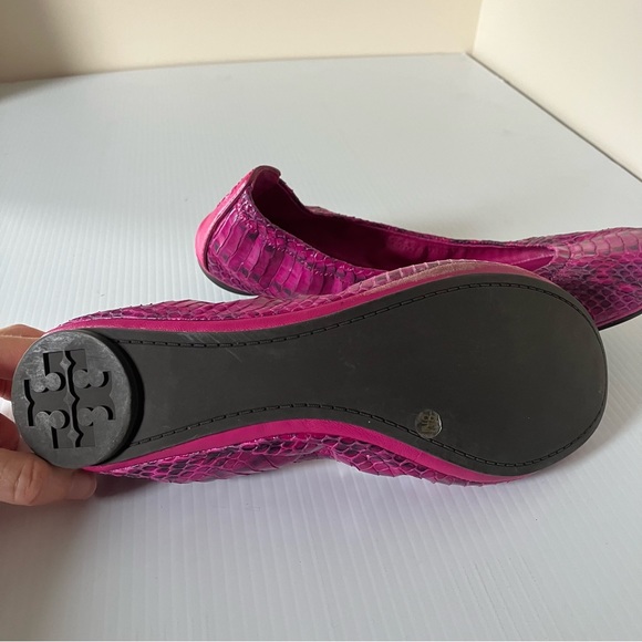 Tory Burch Snake print Leather Pink Ballet Flats size 8 - Picture 5 of 10
